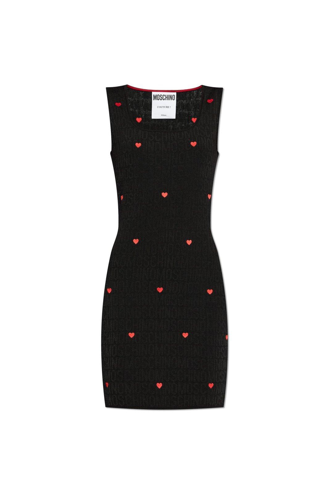 Moschino Monogrammed Heart Embroidered Dress