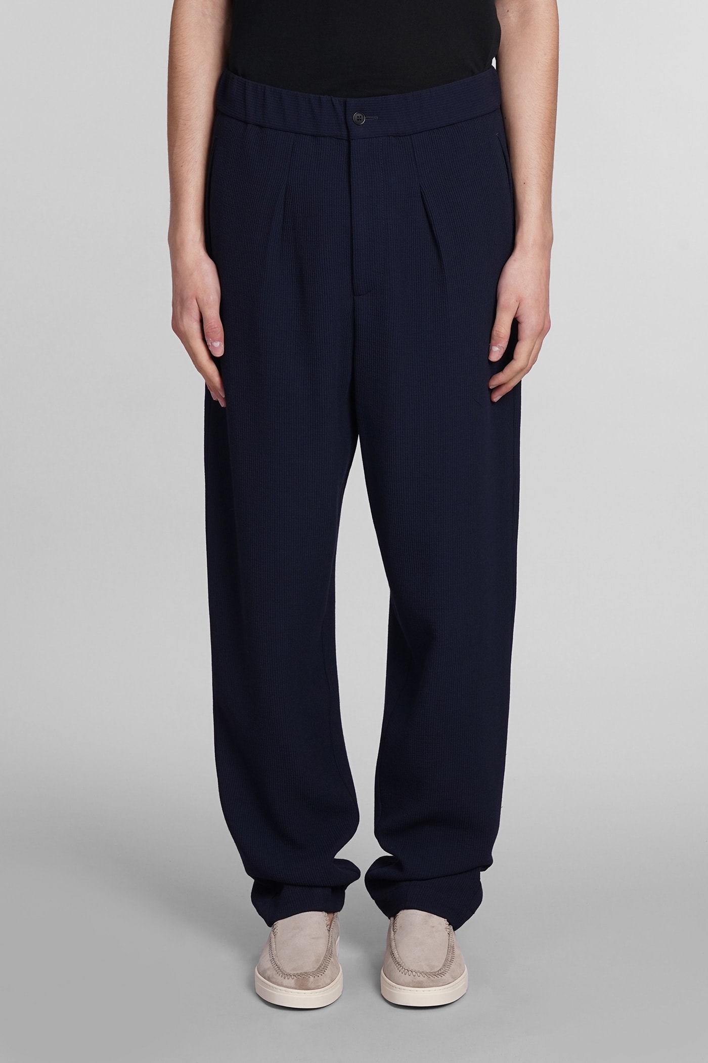 Shop Giorgio Armani Pants In Blue Wool