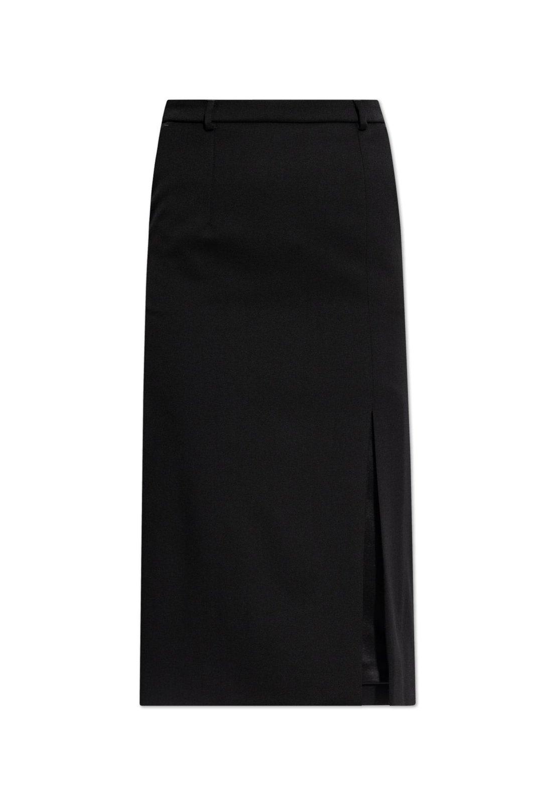 Shop Dolce & Gabbana Side Slit Midi Skirt In Black