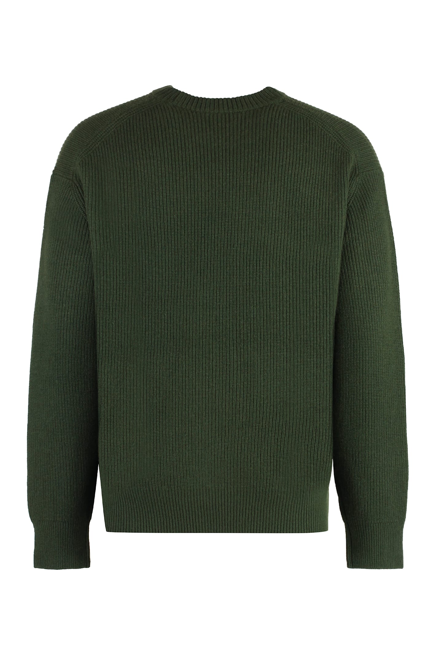 Shop Maison Kitsuné Wool-blend Crew-neck Sweater In Green