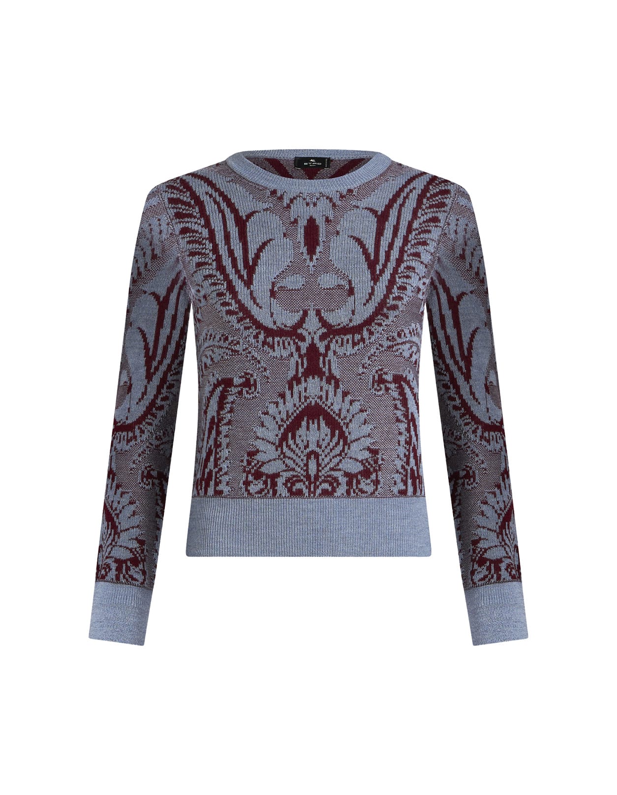 Shop Etro Burgundy Wool Jacquard Sweater In Red