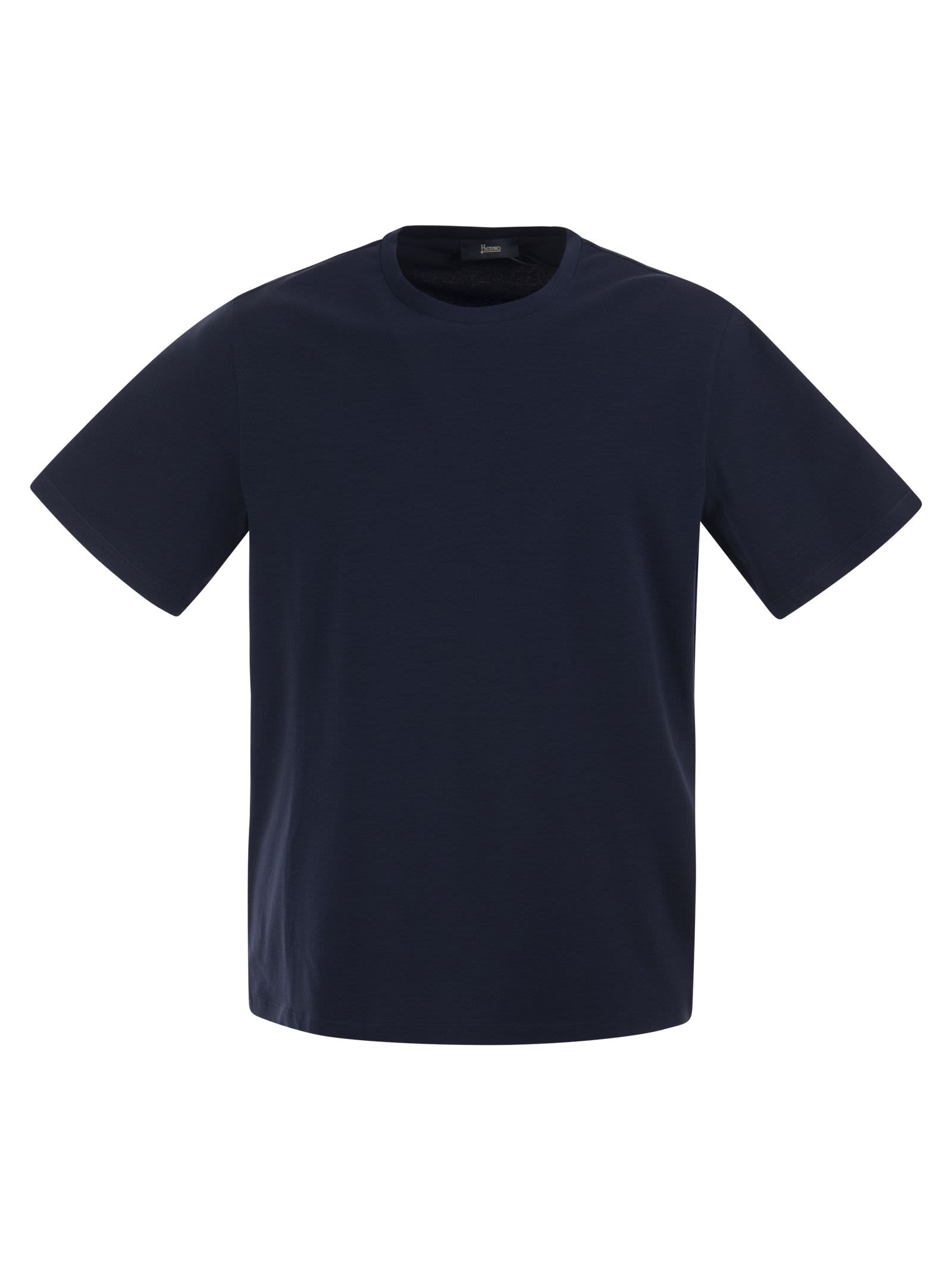 Herno Stretch Cotton Jersey T-shirt In Blue