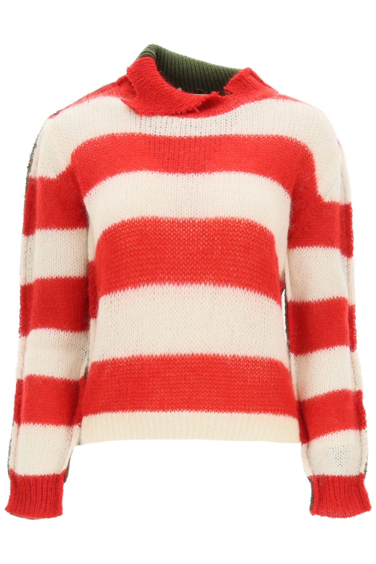 Marni Turtleneck Sweater In Striped Wool And Mohair