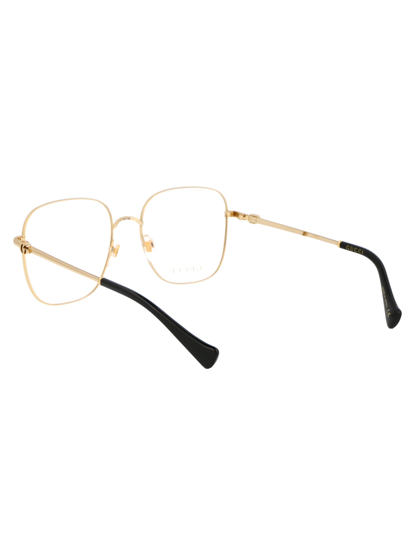 Gucci Gold Gold Transparent Acetate Glasses In Gold