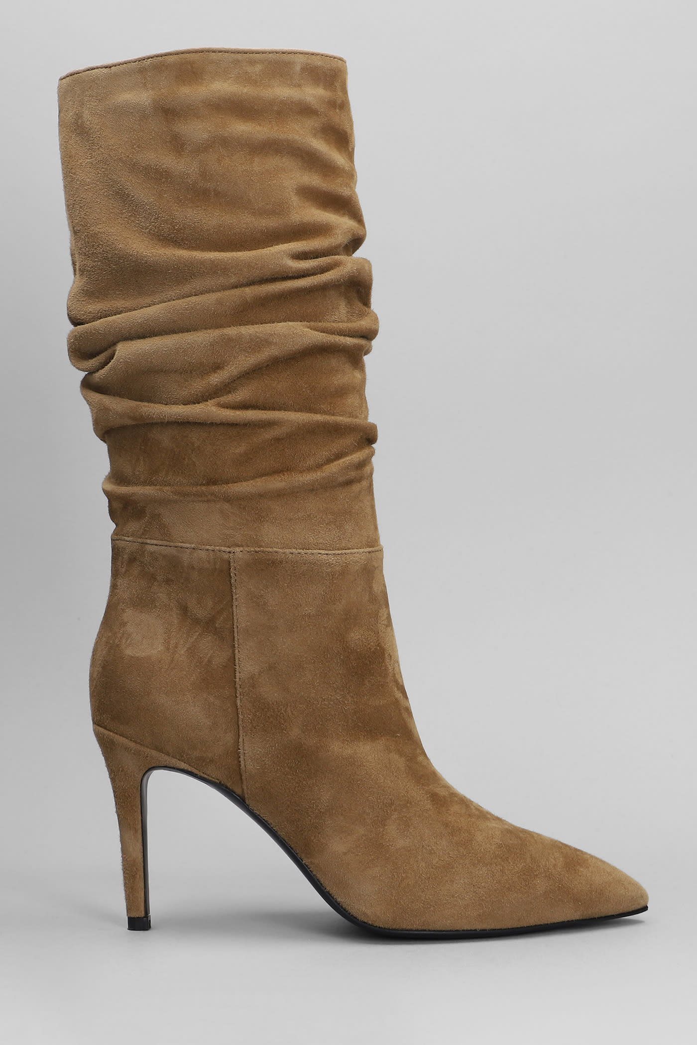 Shop Via Roma 15 High Heels Boots In Brown Suede
