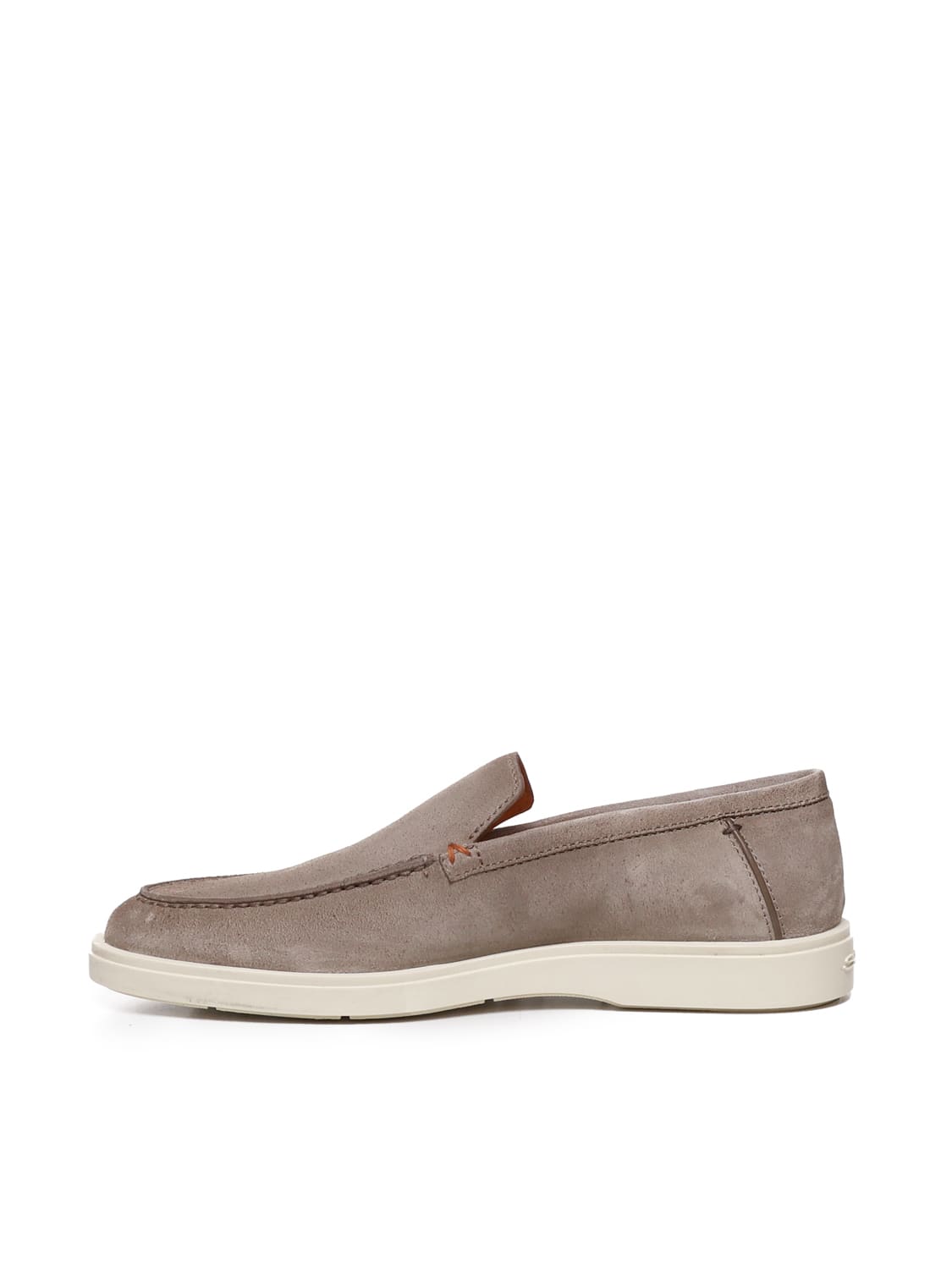 Shop Santoni Loafers In Taupe Nabuk In Beige