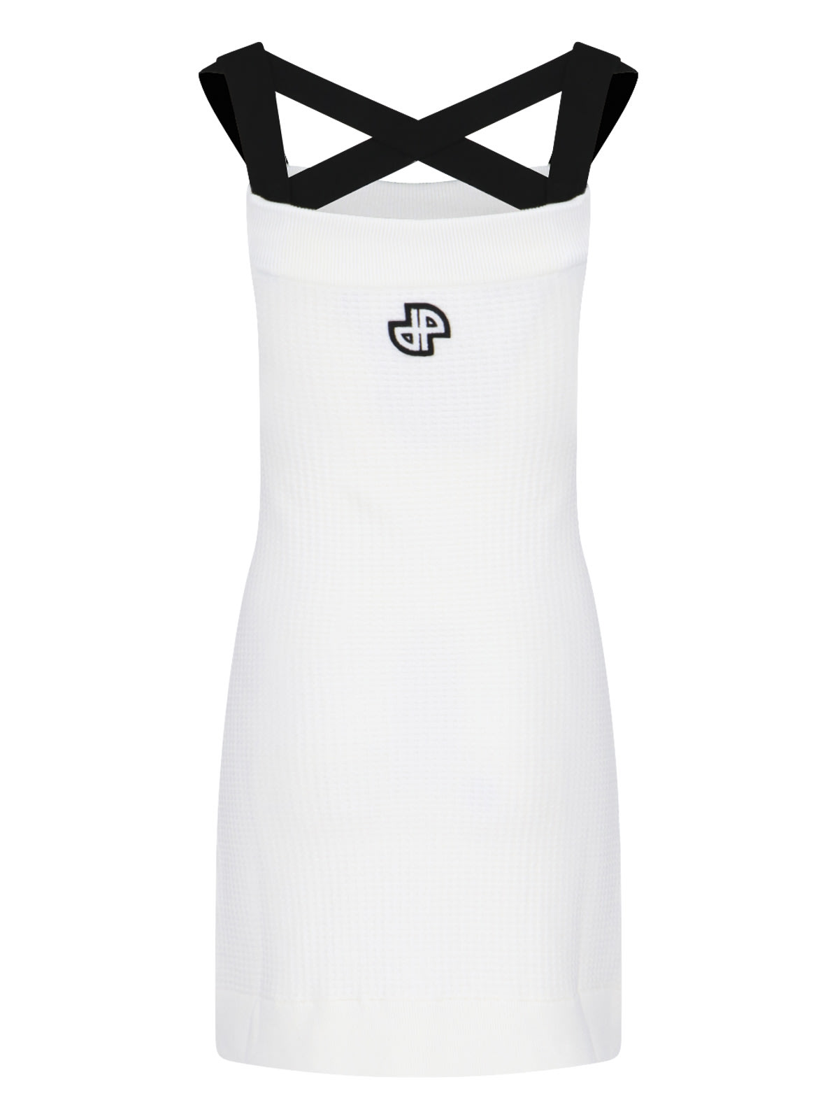 Shop Patou Contrast Detail Mini Dress In White