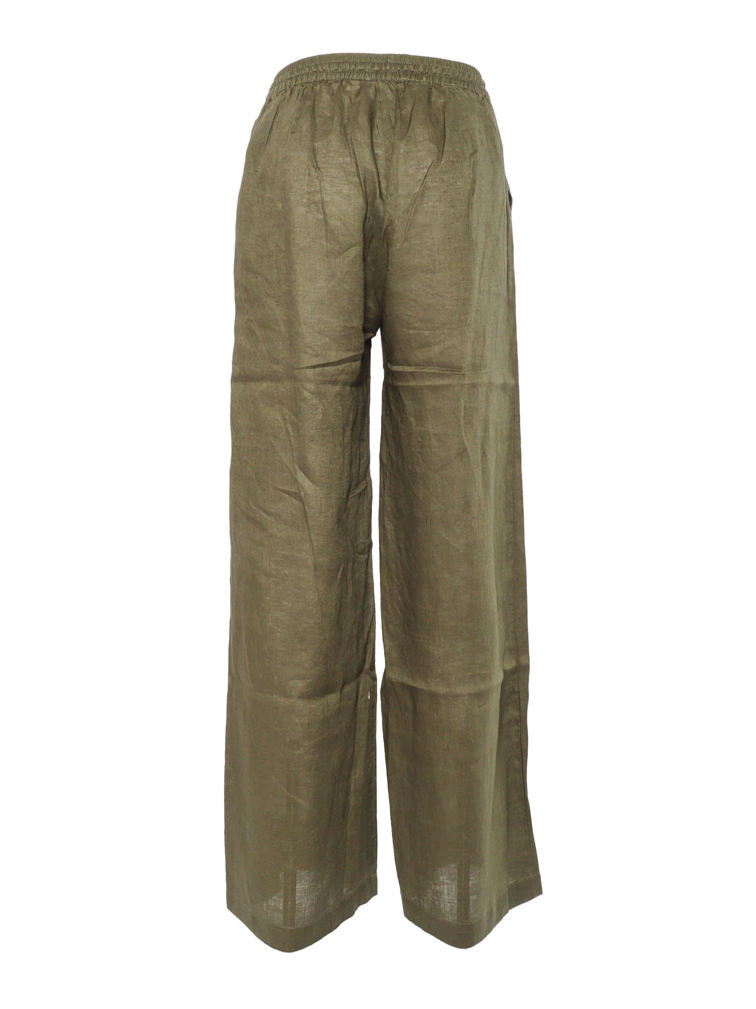 P.a.r.o.s.h . Wide-leg Pants With Relaxed Fit And Adjustable Waistband In Green