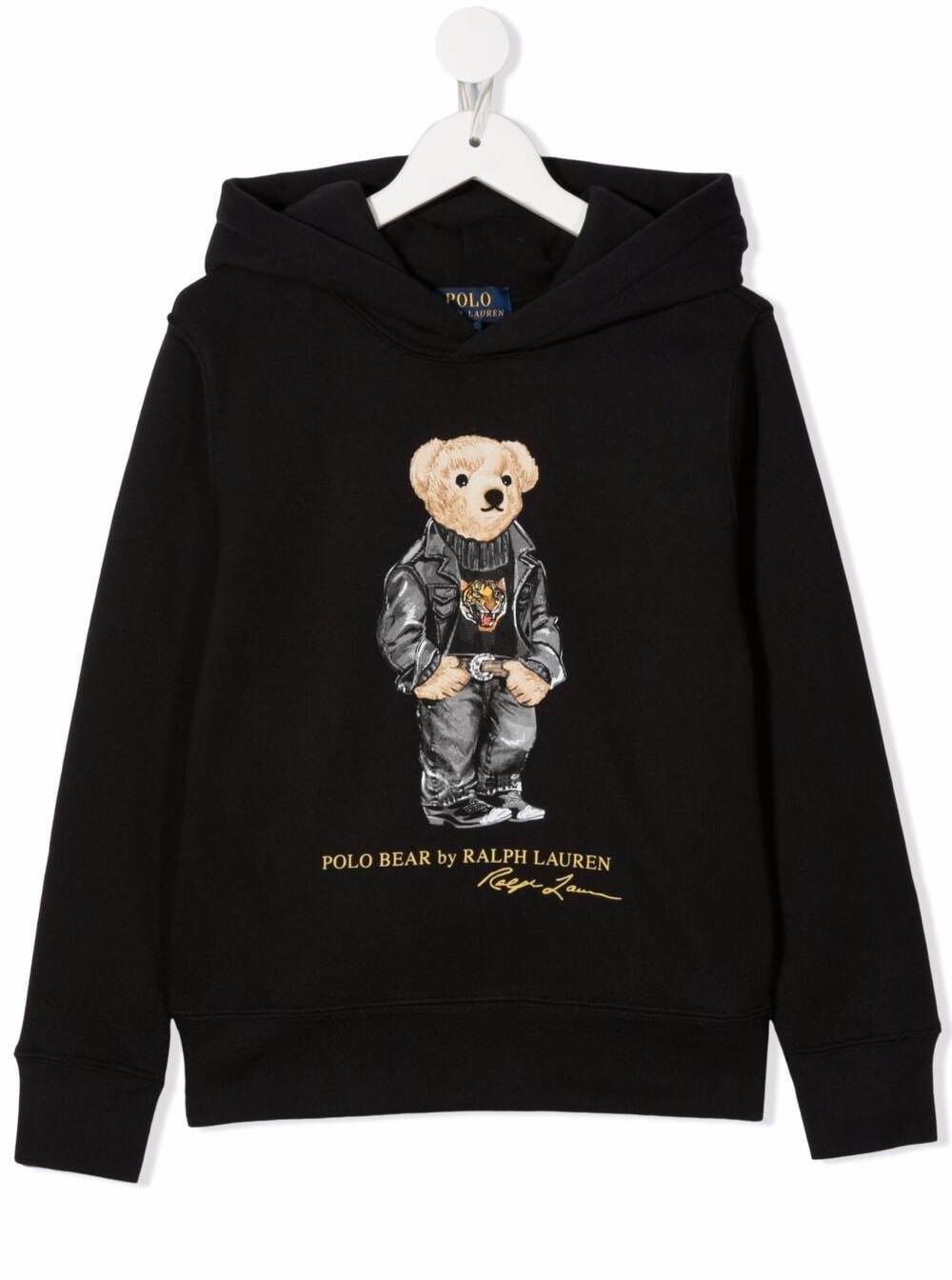 Polo Ralph Lauren Kidss Black Cotton Hoodie With Logo Print