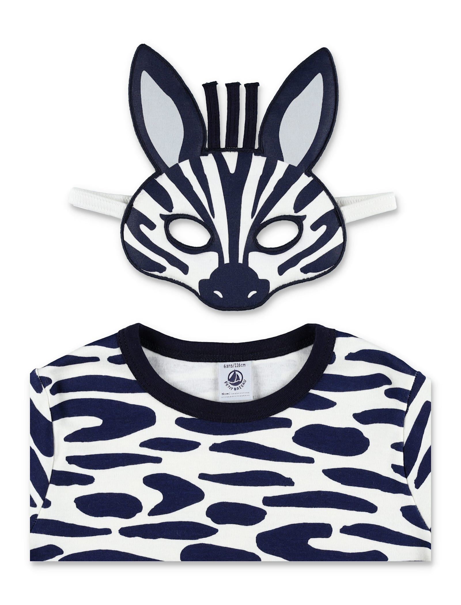 Petit Bateau Kid - Zebra Print Cotton Pyjama Set With Mask In Multi