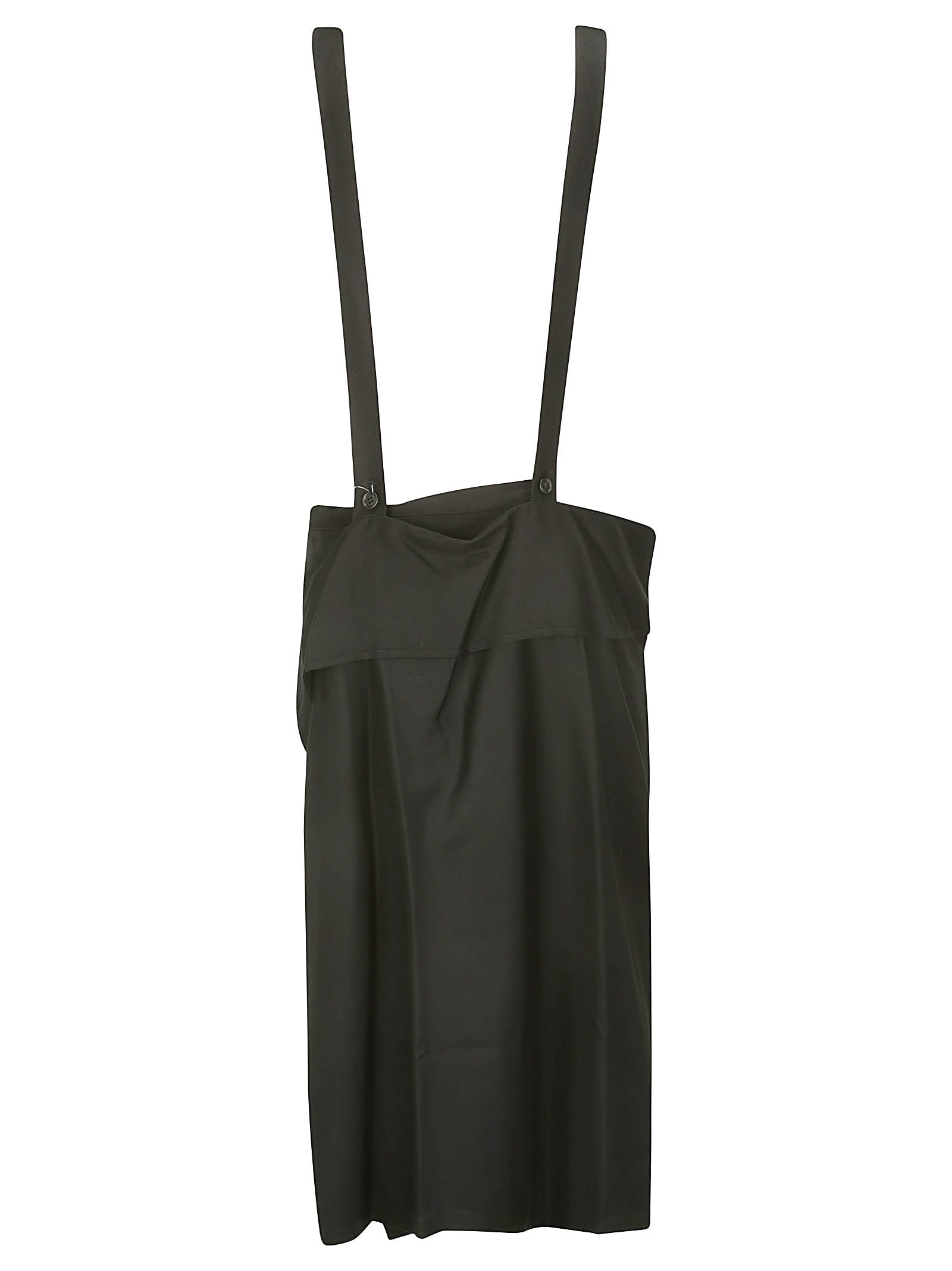 Shop Yohji Yamamoto R-suspender Skirt In Black
