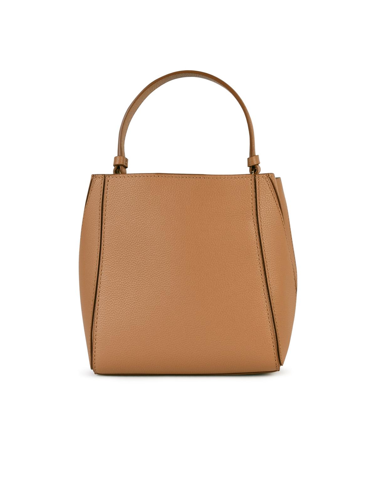 Shop Tory Burch Mcgraw Bucket Bag In Beige Leather