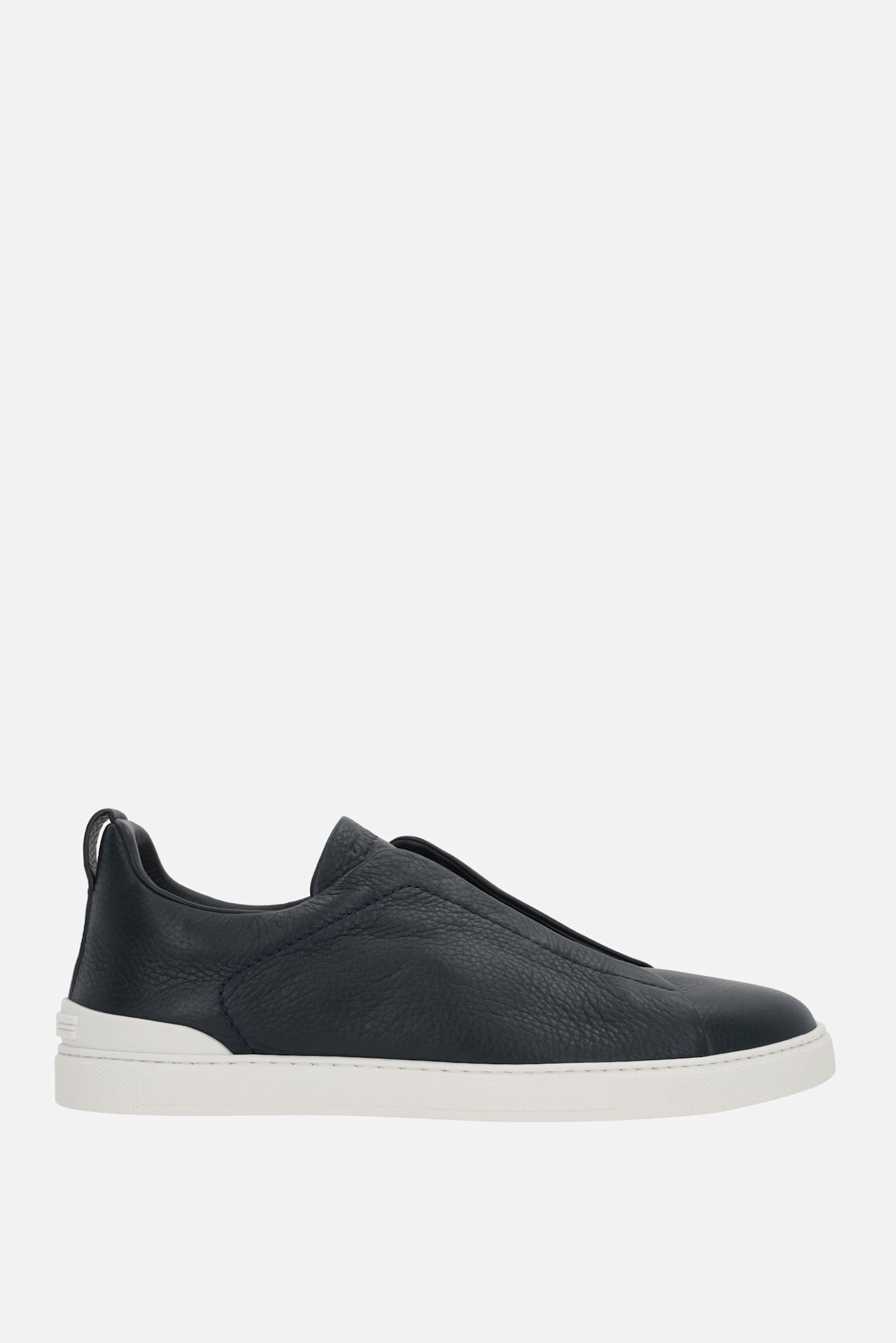 Triple Stitch Grainy Leather Sneakers