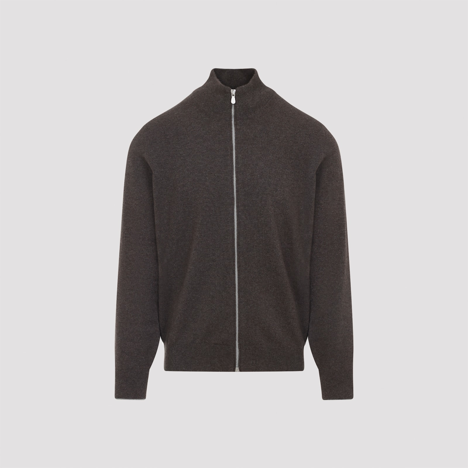 Brunello Cucinelli Full Zip Cashmere Cardigan In Brown