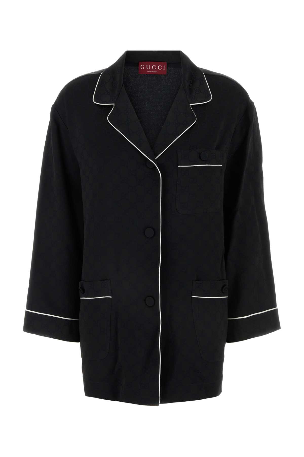 Gucci Monogram-jacquard Shirt In Blackmix