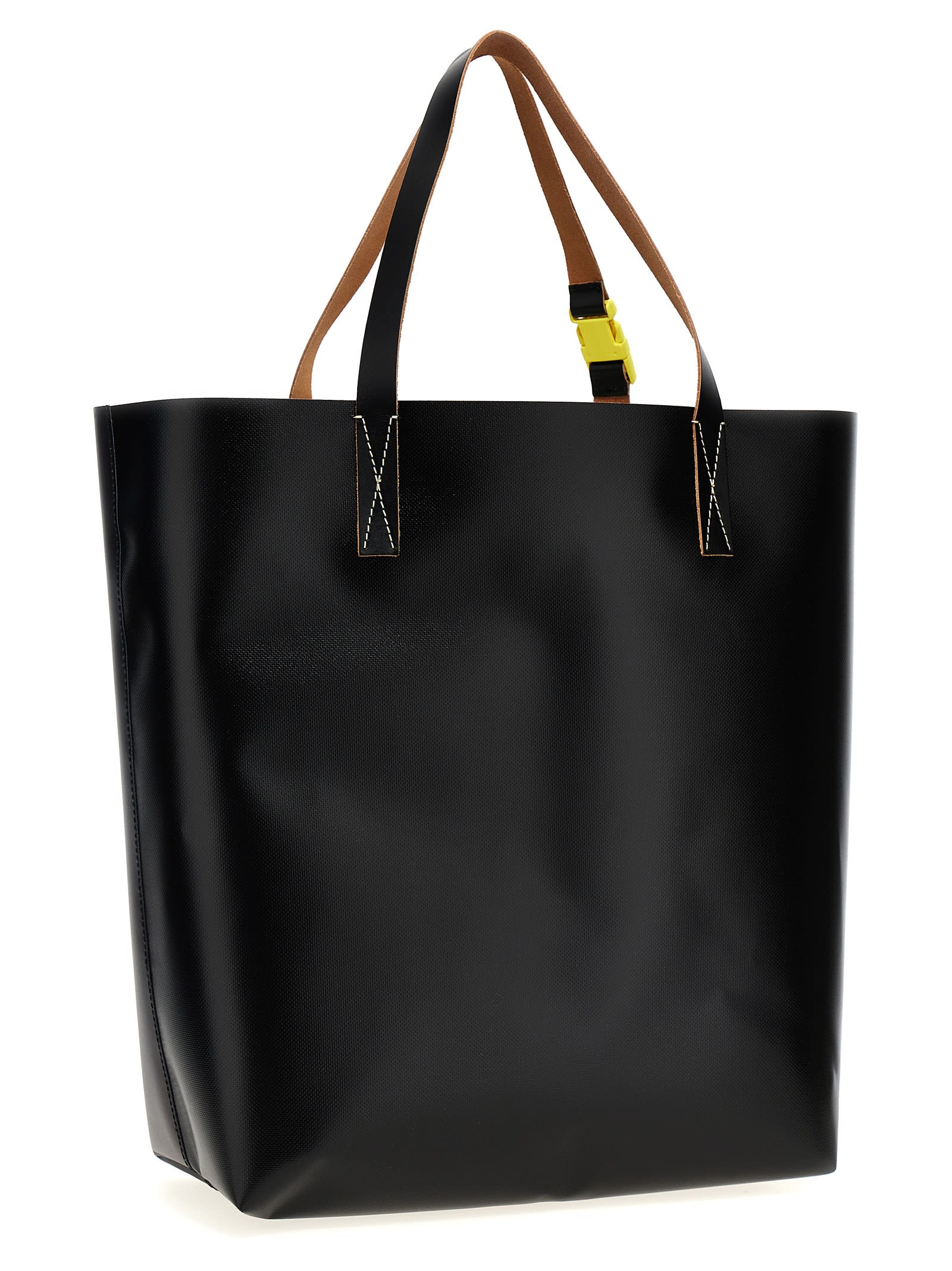 Shop Marni Logo Shopping Bag In Black