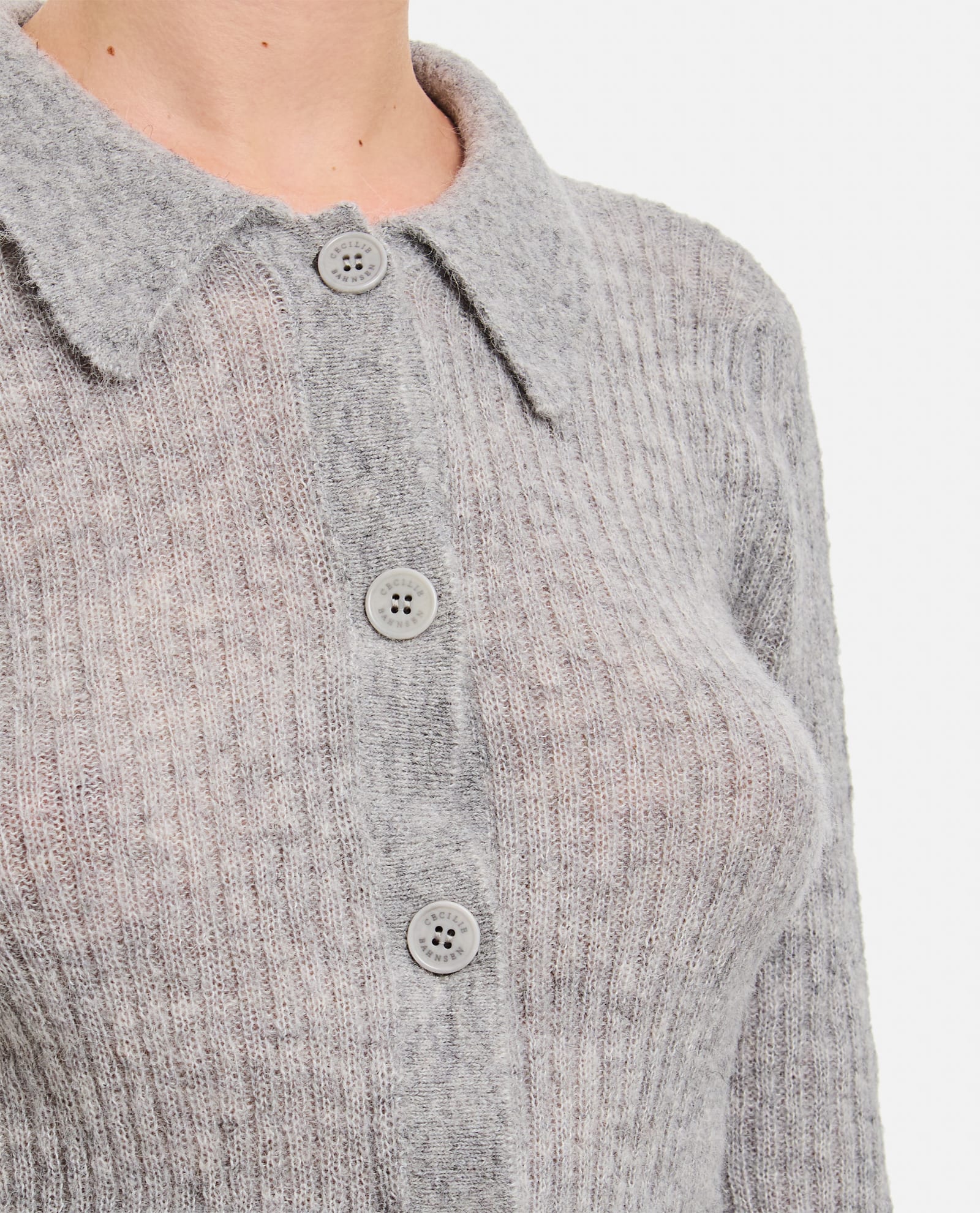 Shop Cecilie Bahnsen Jaqueline Venus Soft Knit Cropped Cardigan In Grey