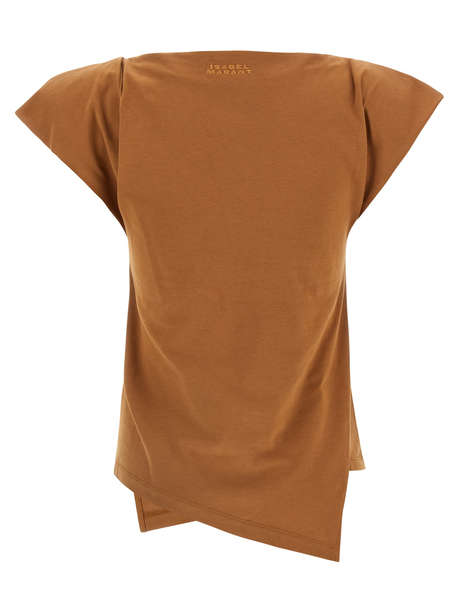Isabel Marant Sebani Asymmetric Cotton T-shirt In Brown