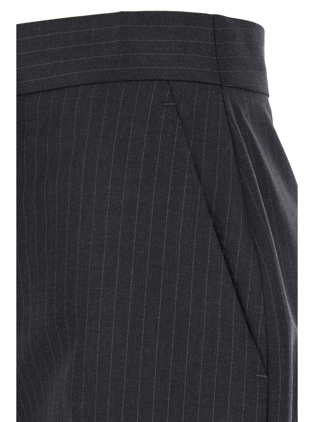 Shop Alexander Mcqueen Grey Pinstripe High Waist Pants In Wool Woman