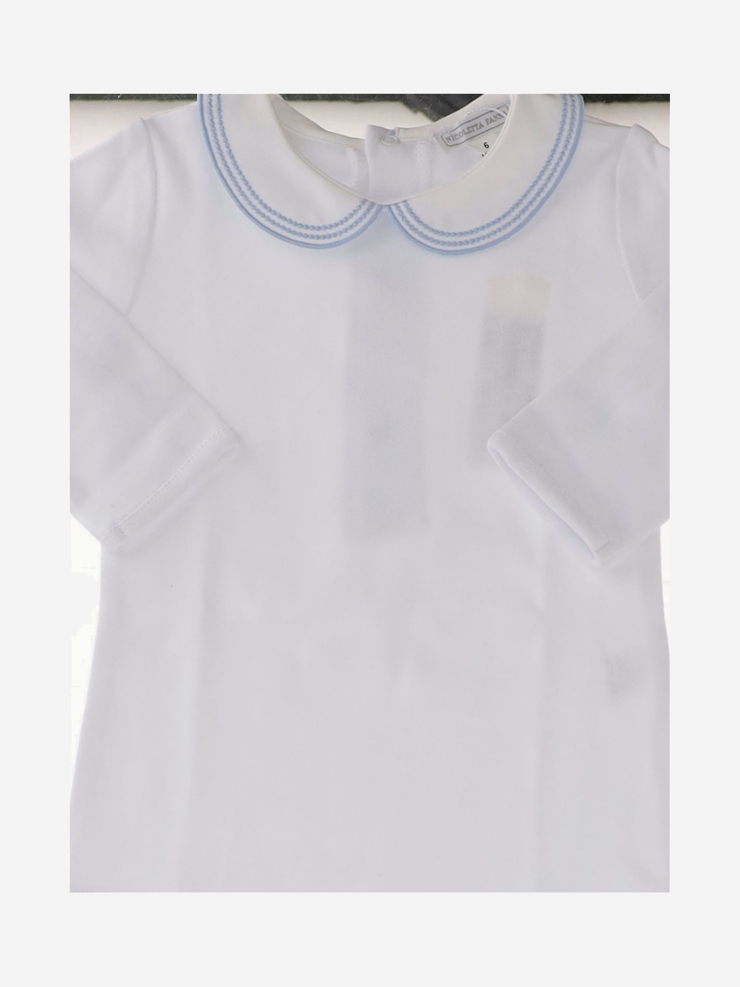 Shop Nicoletta Fanna Cotton Bodysuit With Embroidered Collar In White