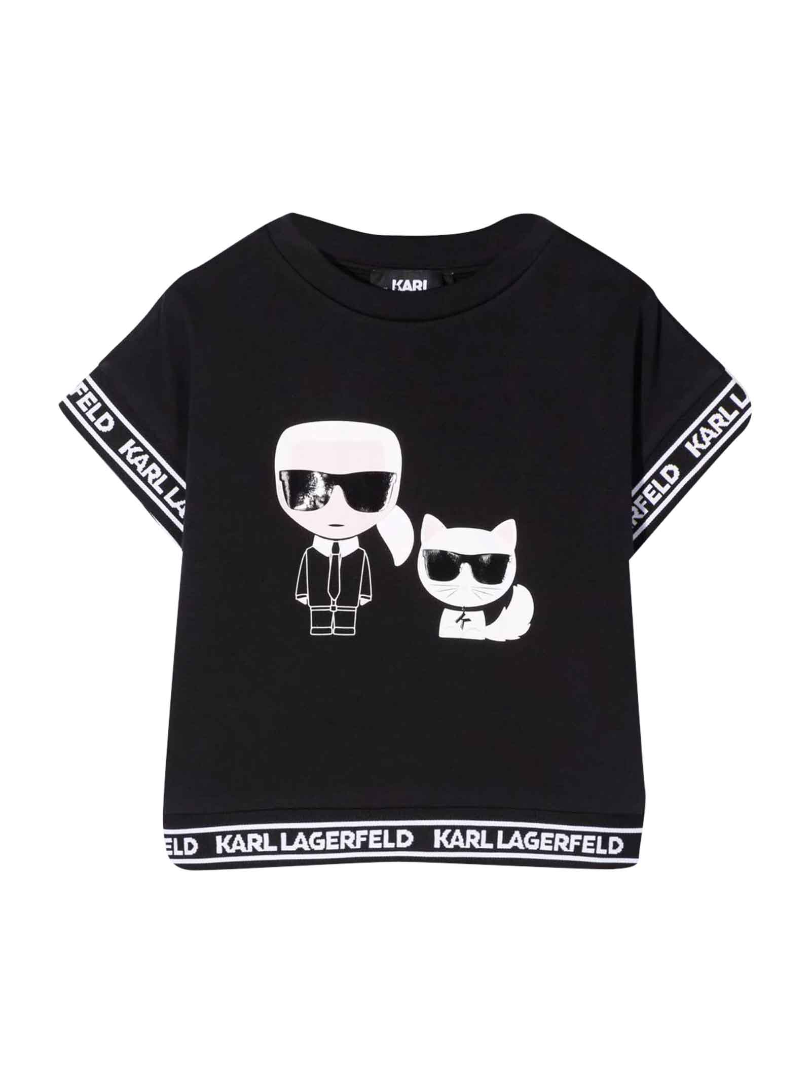 Karl Lagerfeld Kids Girl Black T-shirt