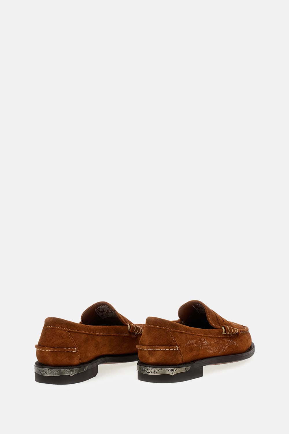 Sebago Brown Suede Loafers With Decorative Stitching In Brown
