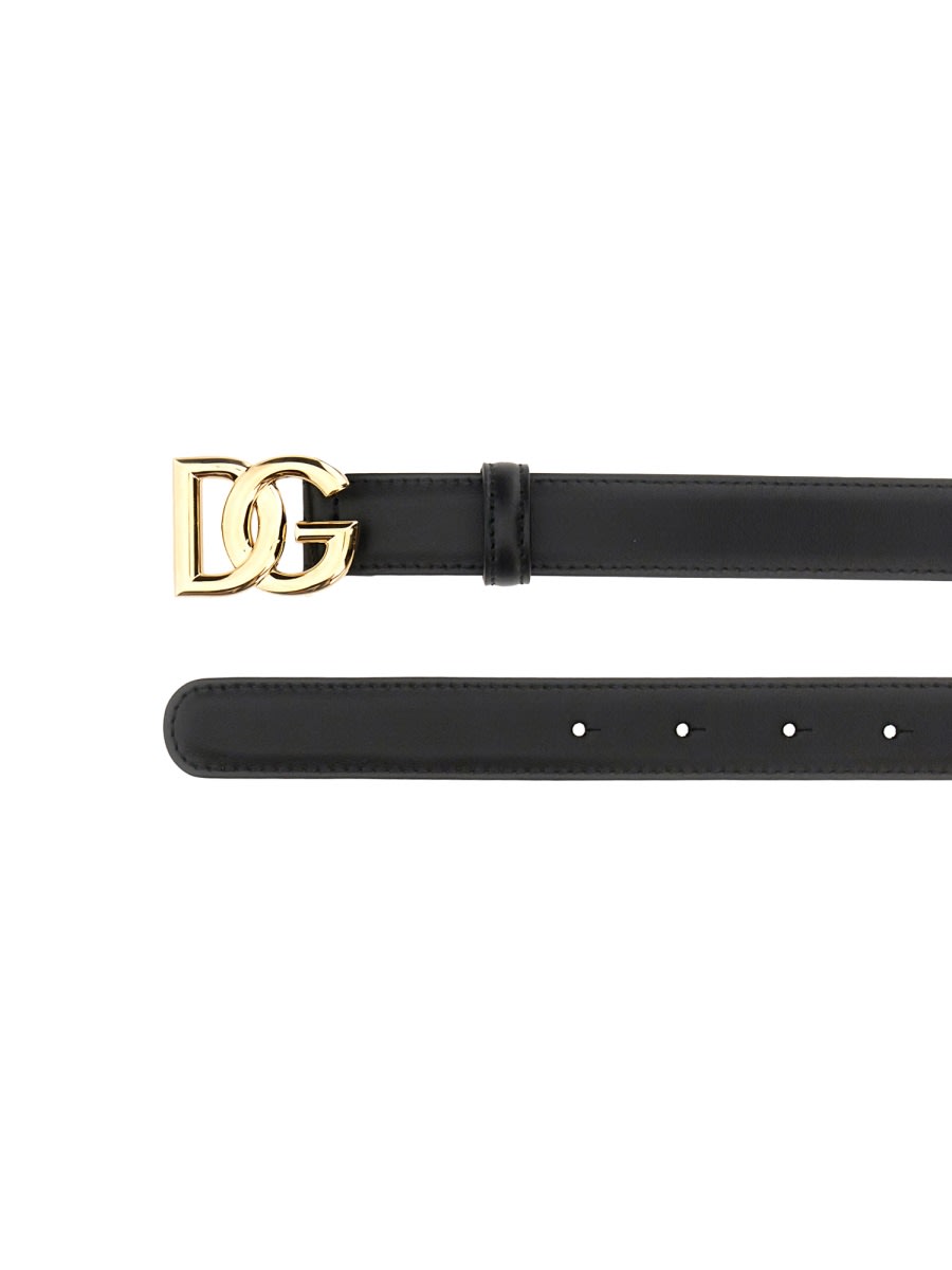 Shop Dolce & Gabbana Cintura Con Fibbia Logo In Black