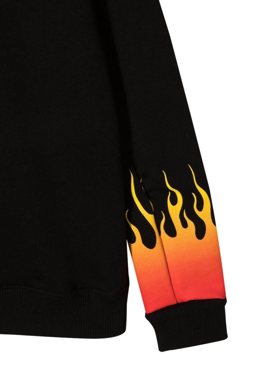 Vision Of Super Black Crewneck With Red Shaded Flames In Black