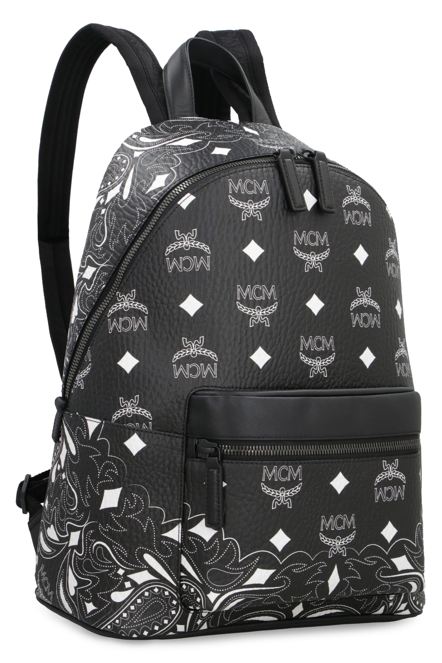 Shop Mcm Stark Faux Leather Backpack In Black