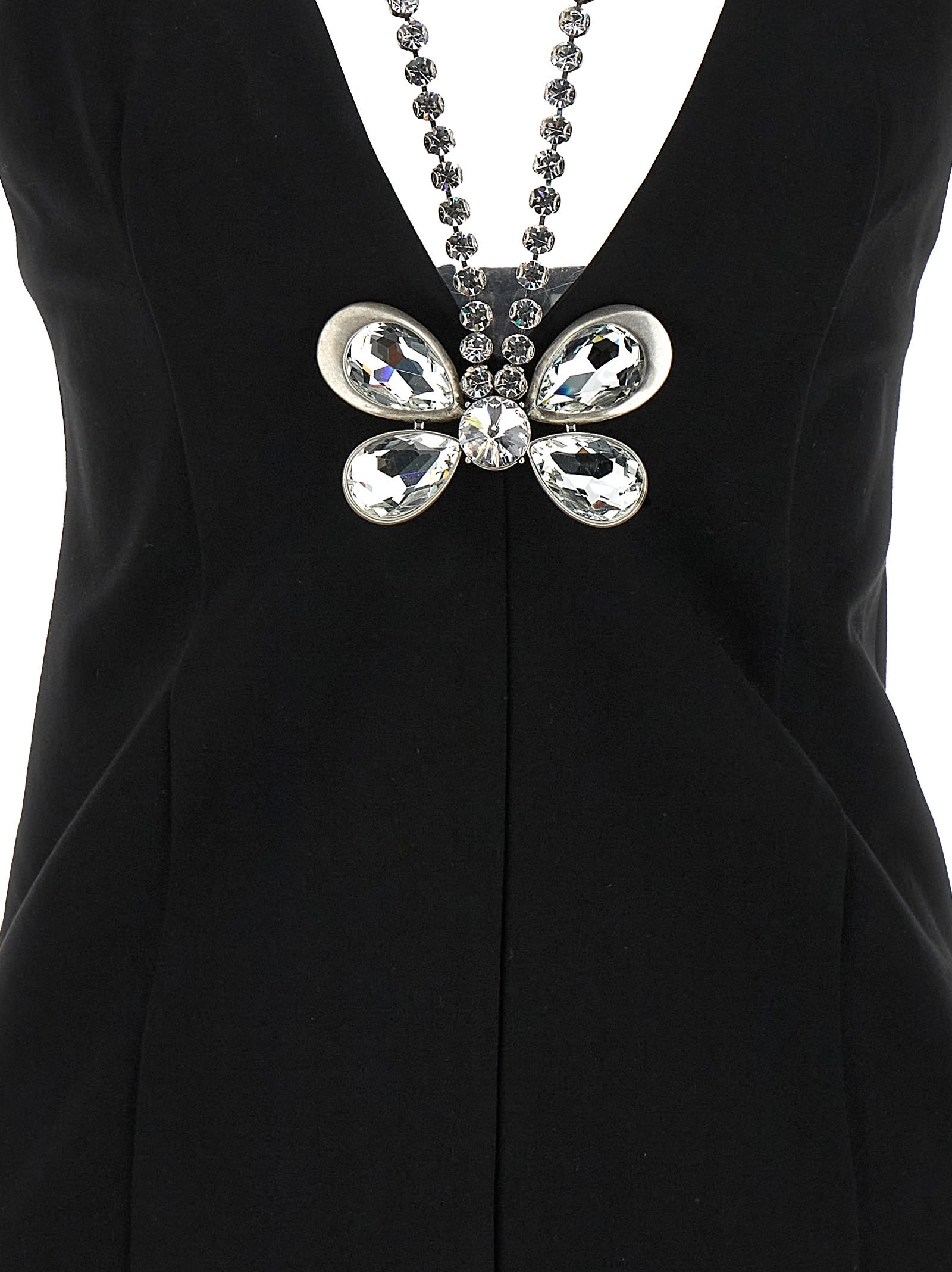 Shop Area Crystal Butterfly Mini Dress In Black