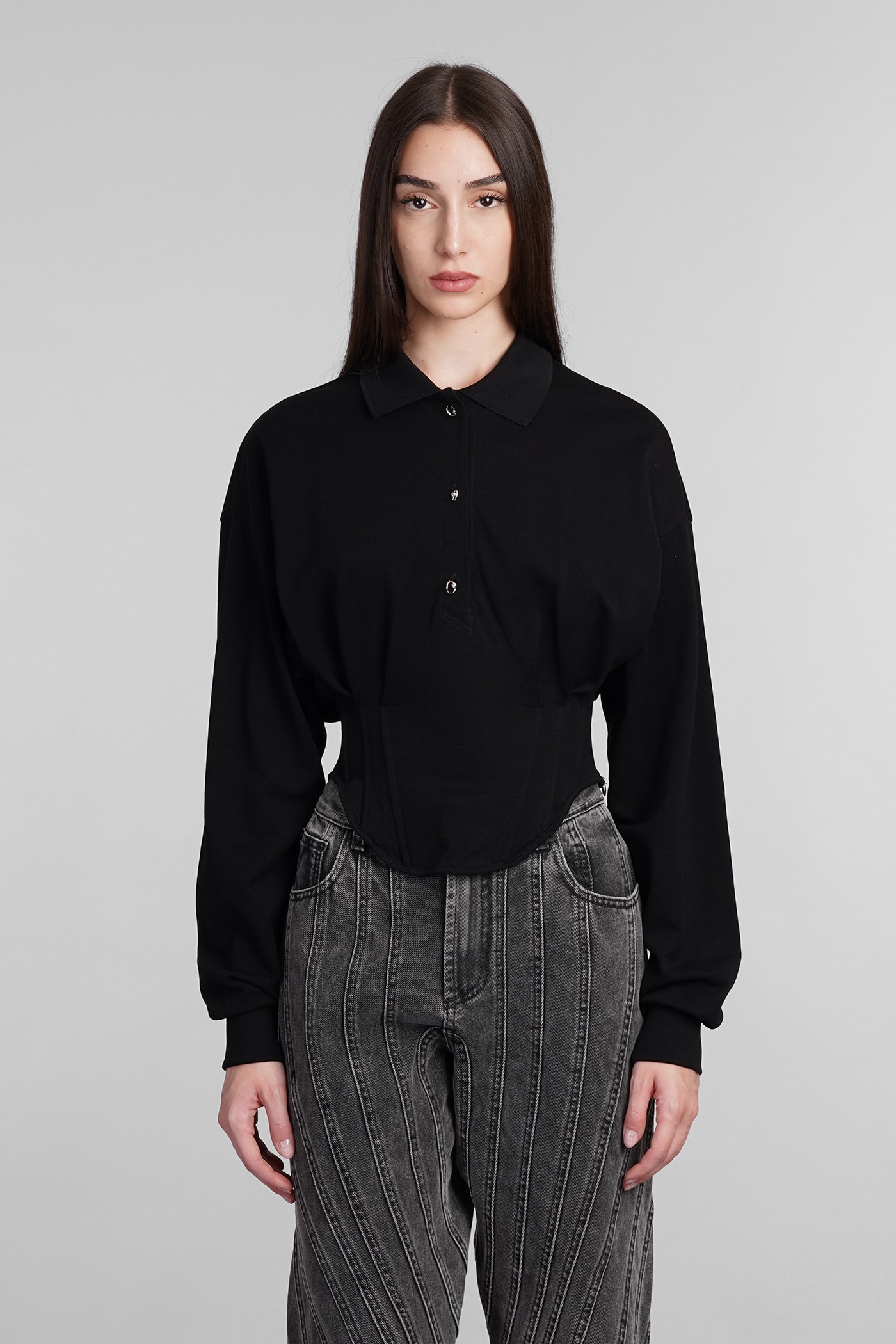 Mugler Topwear In Black Cotton