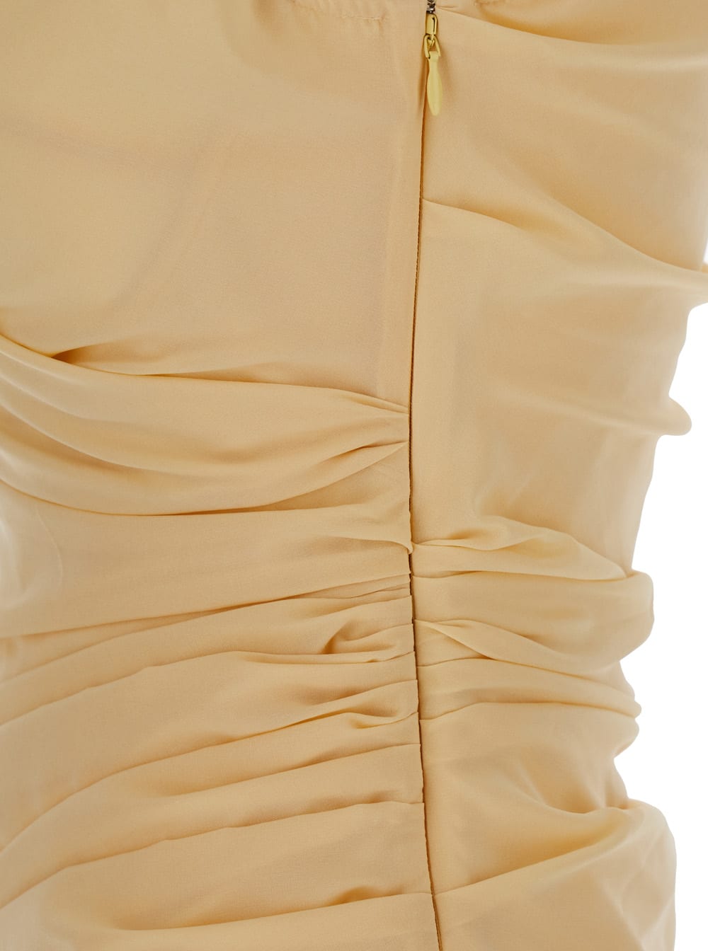 Jacquemus 'the Rita' Beige Dress With V-neck And Draped Details In Beige