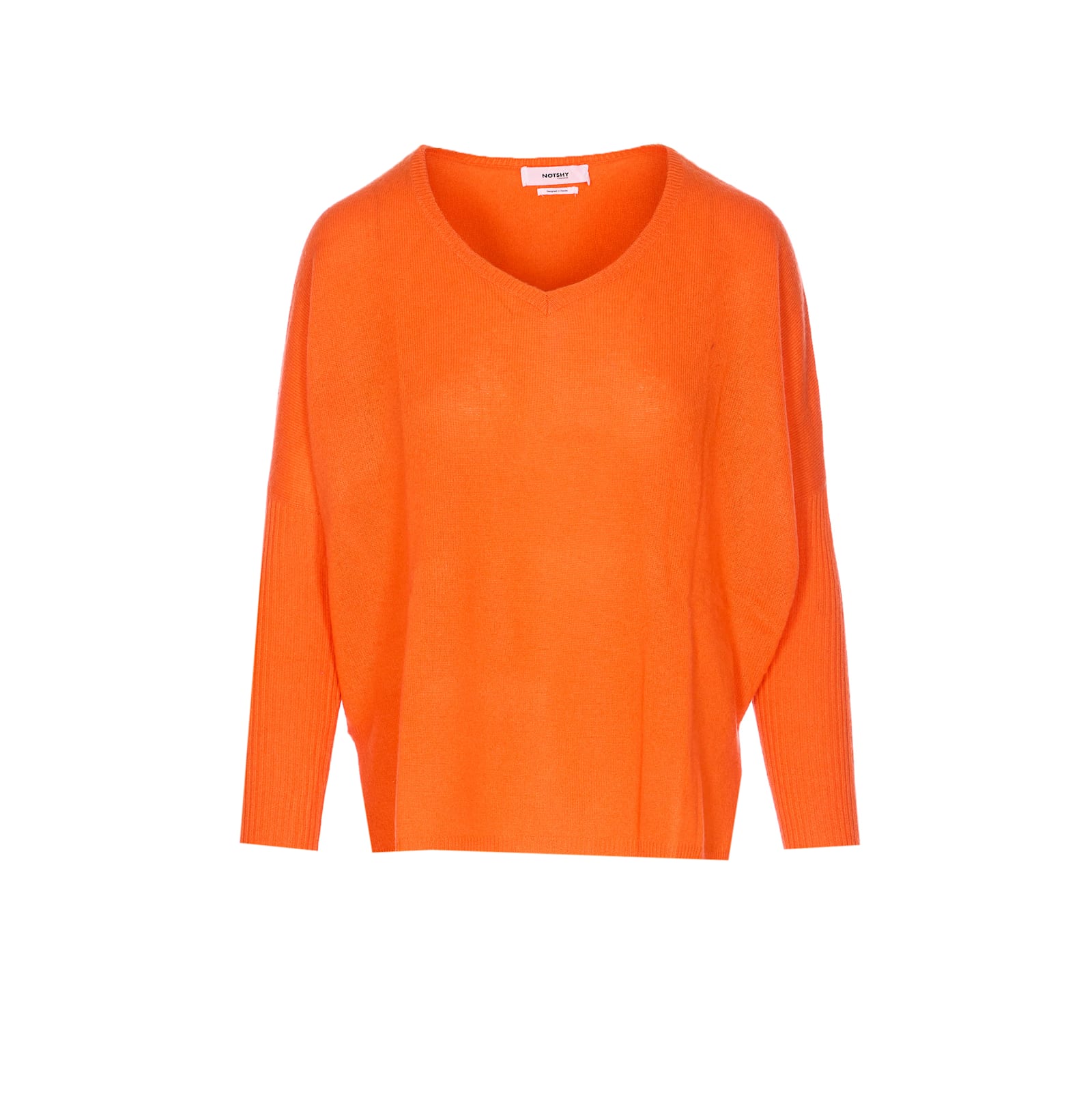 Not Shy V-neck Cashmere Sweater In Orange