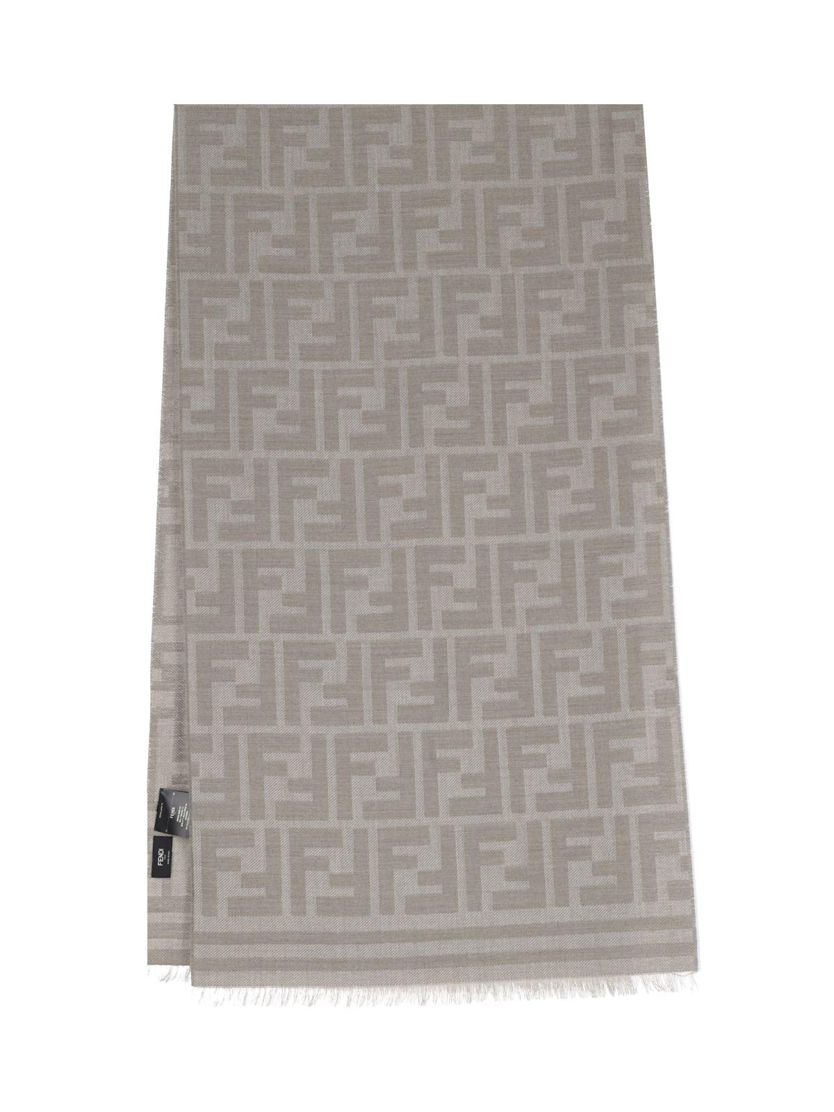 Shop Fendi Ff Reversible Scarf In Taupe