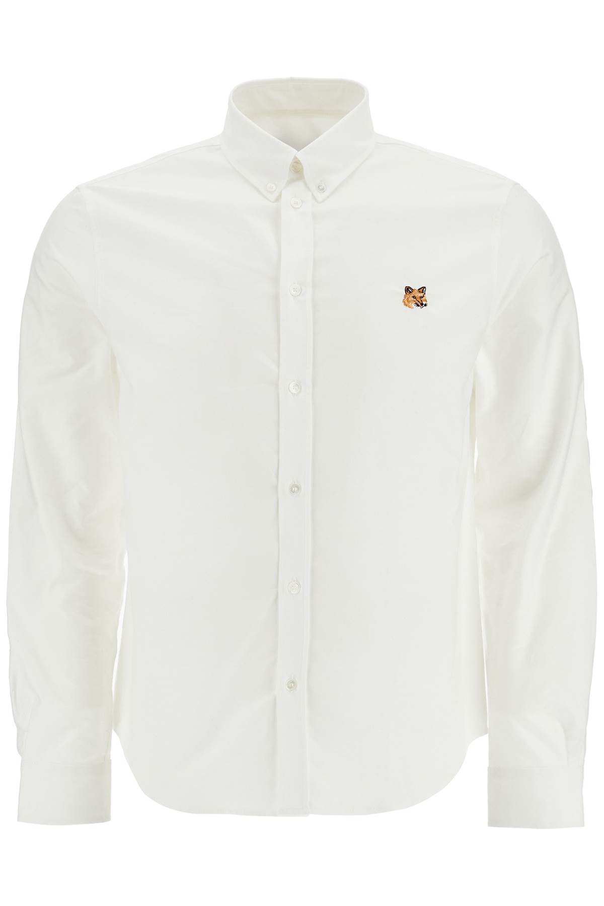 Maison Kitsuné Mens White Cotton Shirt With Fox Embroidery