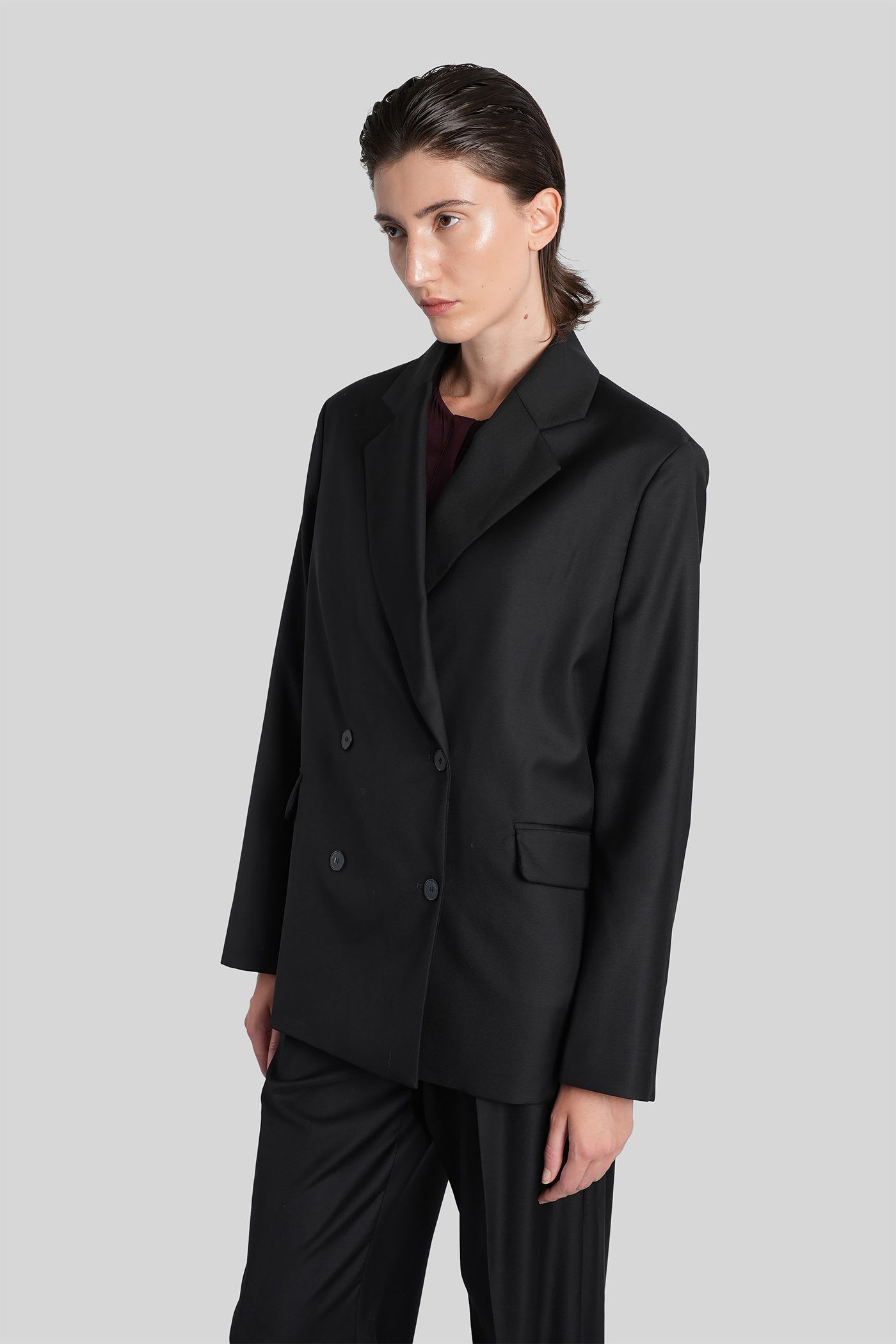 Loulou Studio Donau Lds Blazer In Black Wool In Black