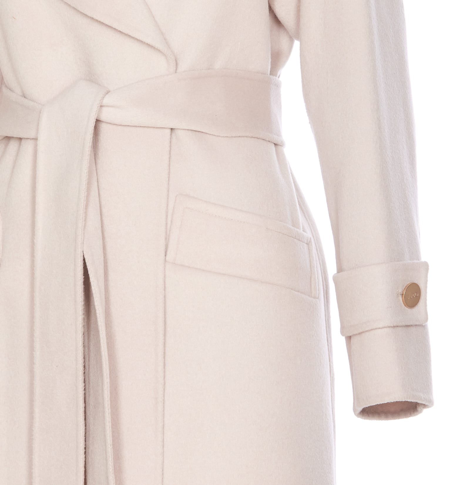 Liu •jo Belted Coat With Long Sleeves In White