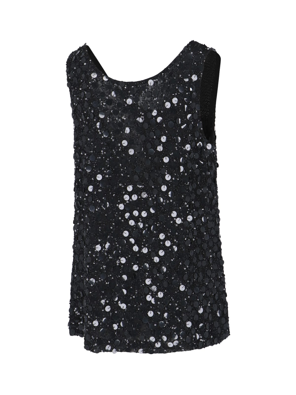 Shop P.a.r.o.s.h Sequin Tank Top In Black