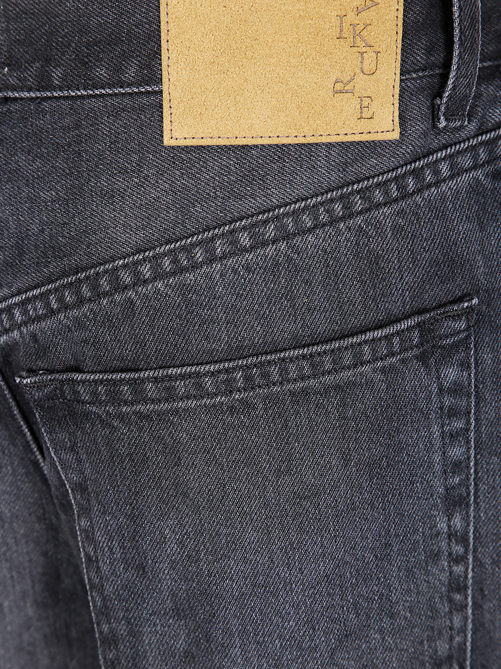 Haikure Black Jeans With Belt Loops And Logo Patch On The Rear In Gray