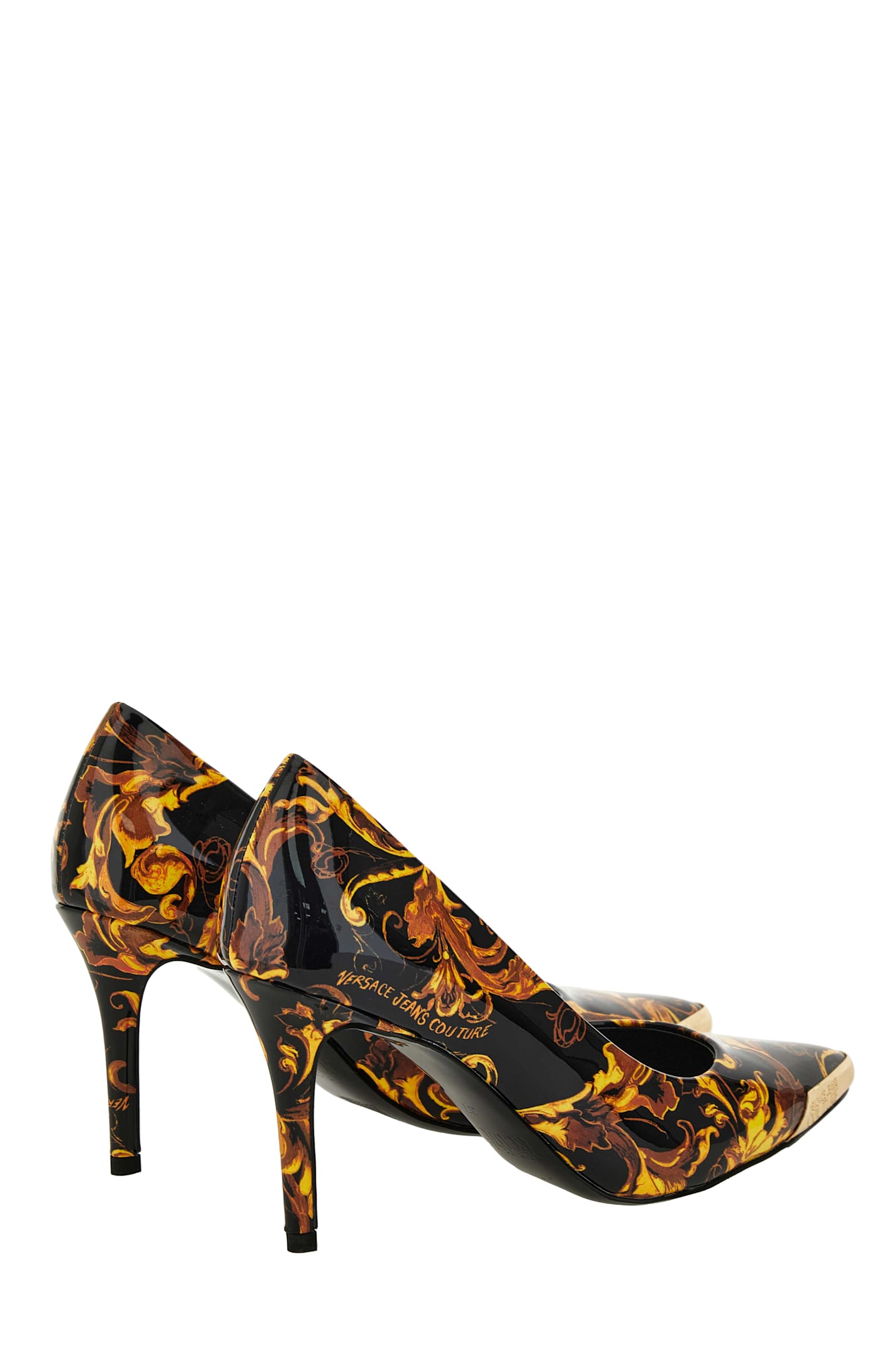 Versace Jeans Couture Baroque-print Stiletto Pumps In Multi