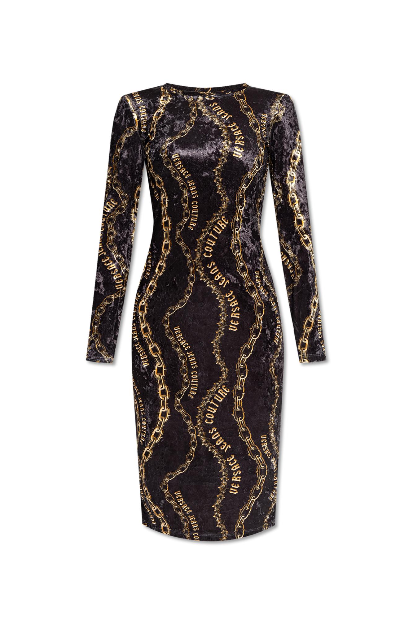 Shop Versace Jeans Couture Dress With A Pattern In Black