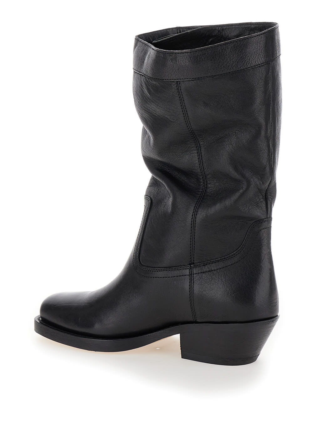 Shop Isabel Marant Ademe Black Biker Boots With Buttons In Leather Woman