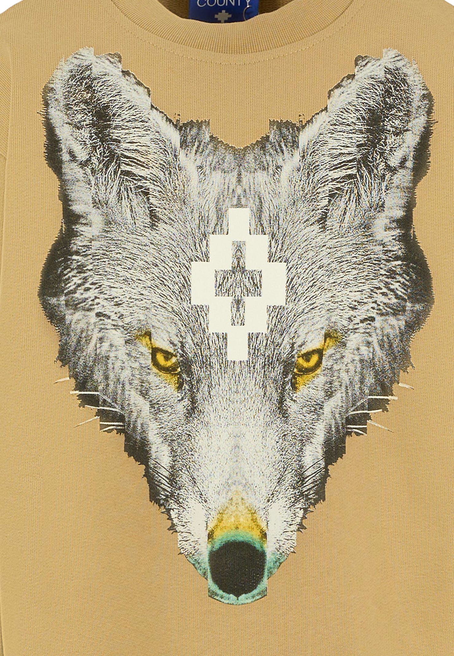 Marcelo Burlon County Of Milan Beige Sweatshirt For Boy With Logo In Multi