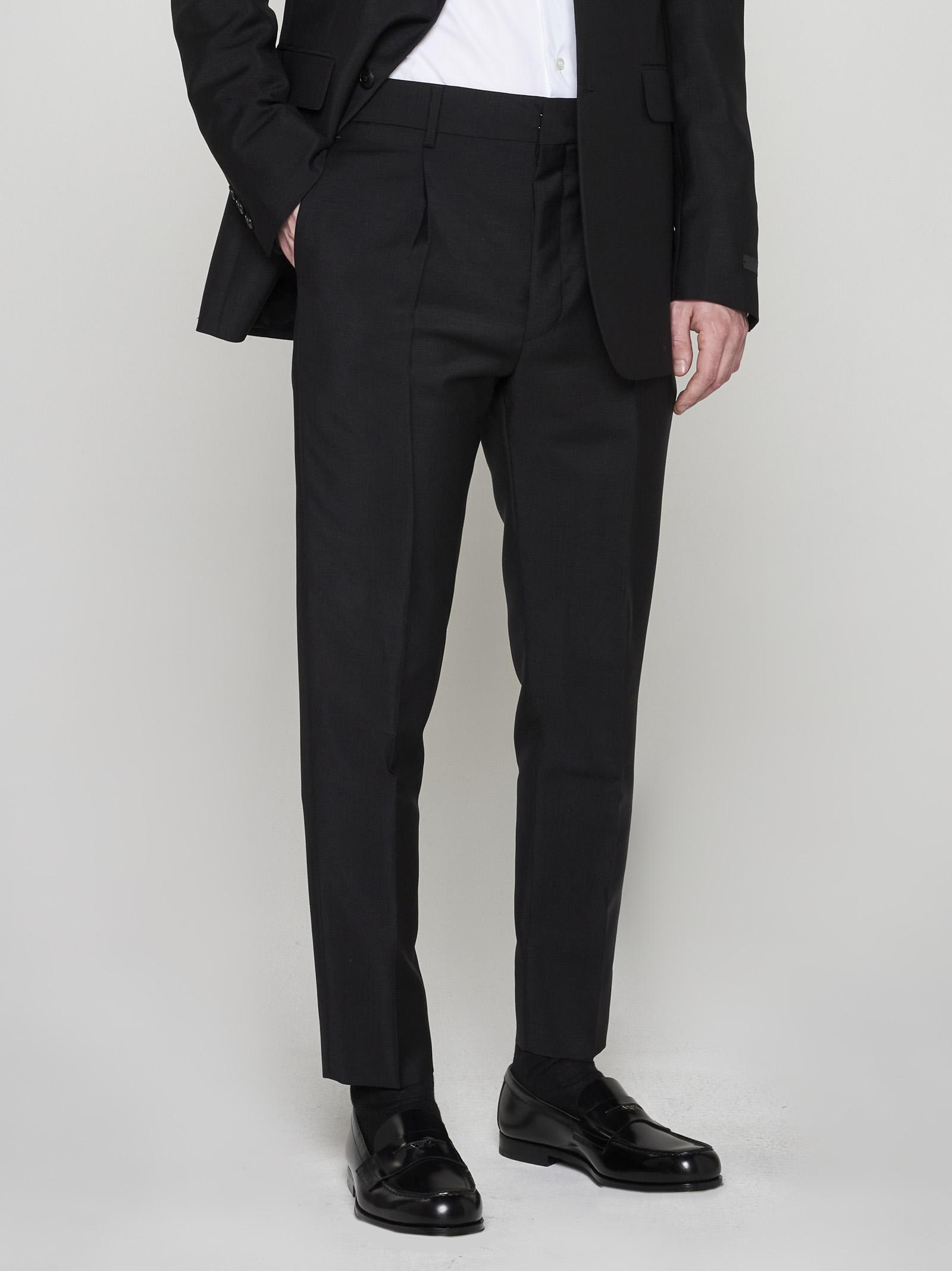 Prada Mohair And Wool Trousers In Nero