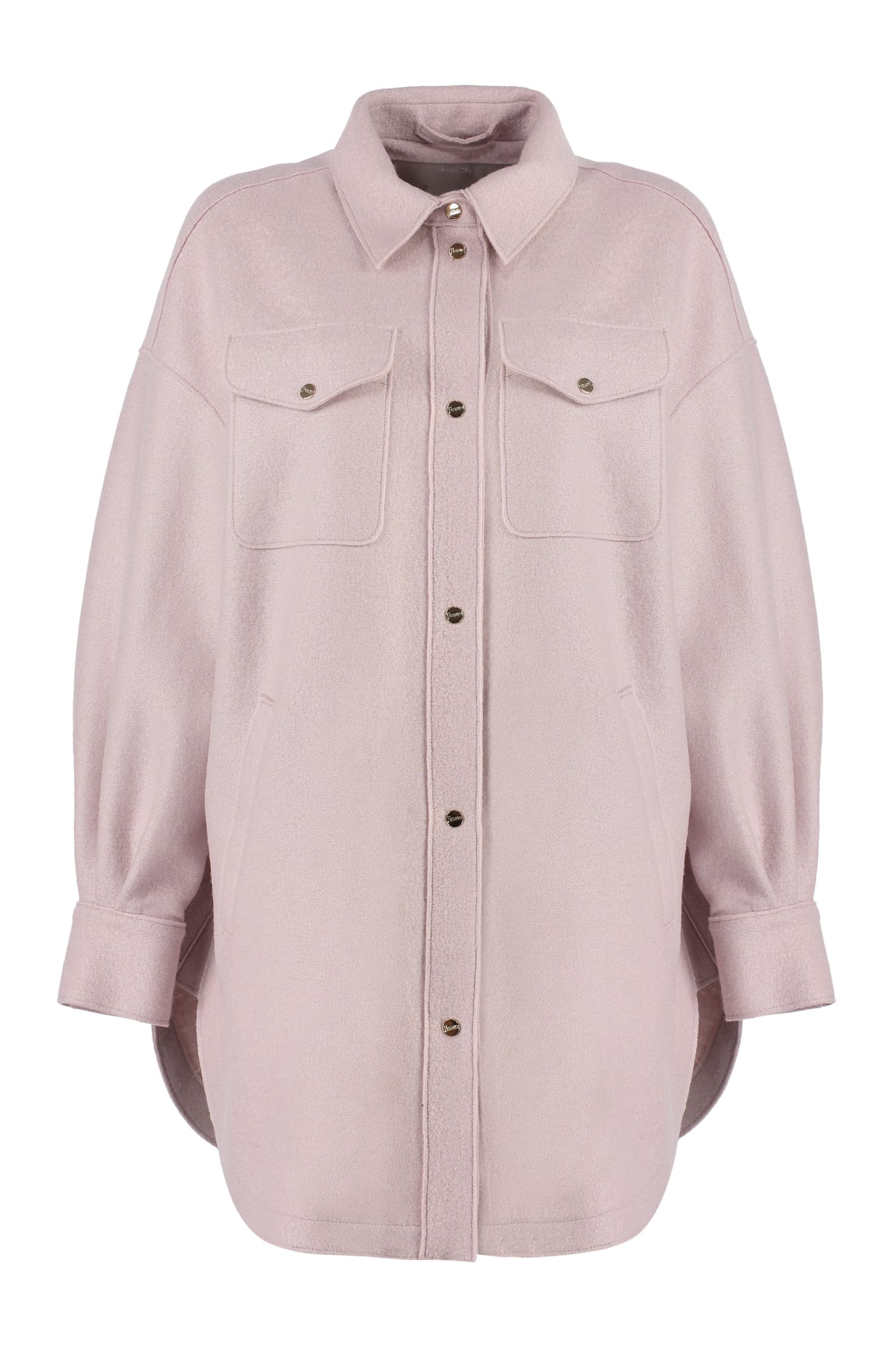 Herno Felted-finish Virgin Wool Shirt In Pink