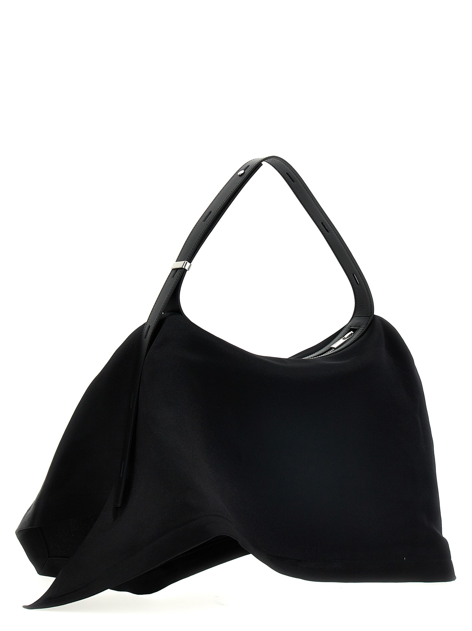 Issey Miyake Enveloping Square Satin Shoulder Bag In Black