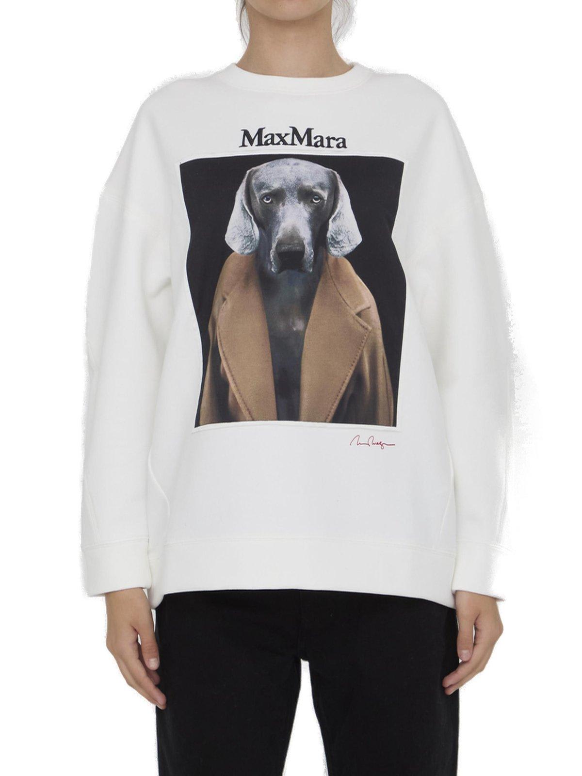 Shop Max Mara Logo Embroidered Crewneck Sweatshirt