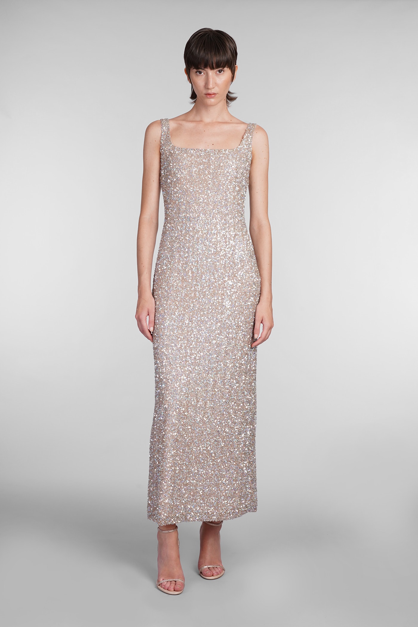 Shop Costarellos Harper Dress In Gold Polyester In Golden