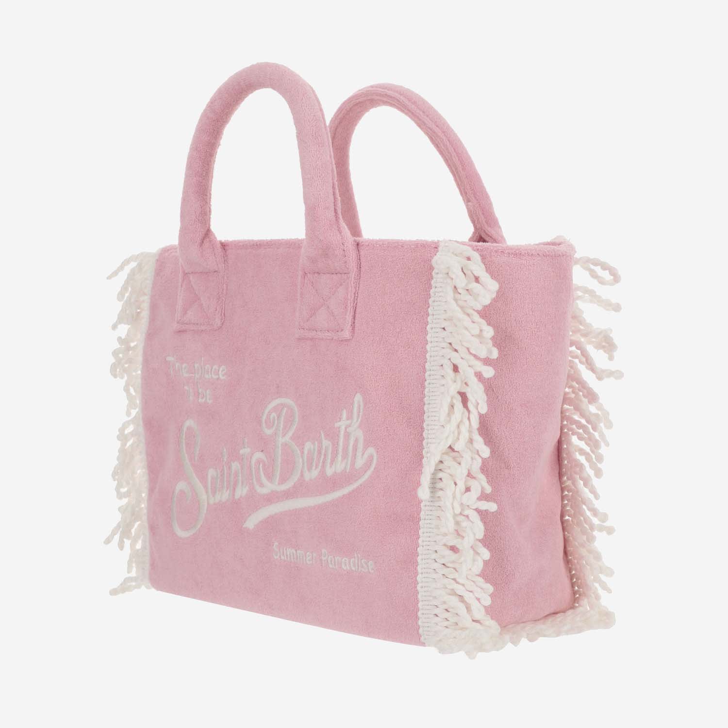 Shop Mc2 Saint Barth Colette Terry Tote Bag With Embroidery In Pink