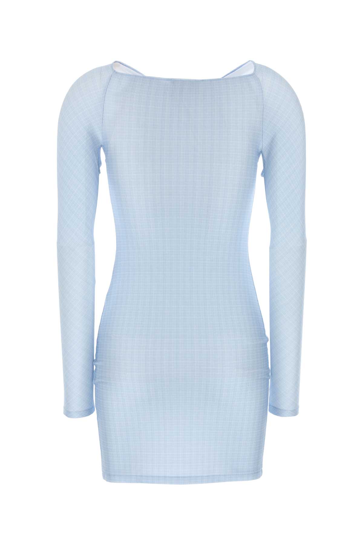 Shop Coperni Printed Jersey Mini Dress In Bluewhitecheck